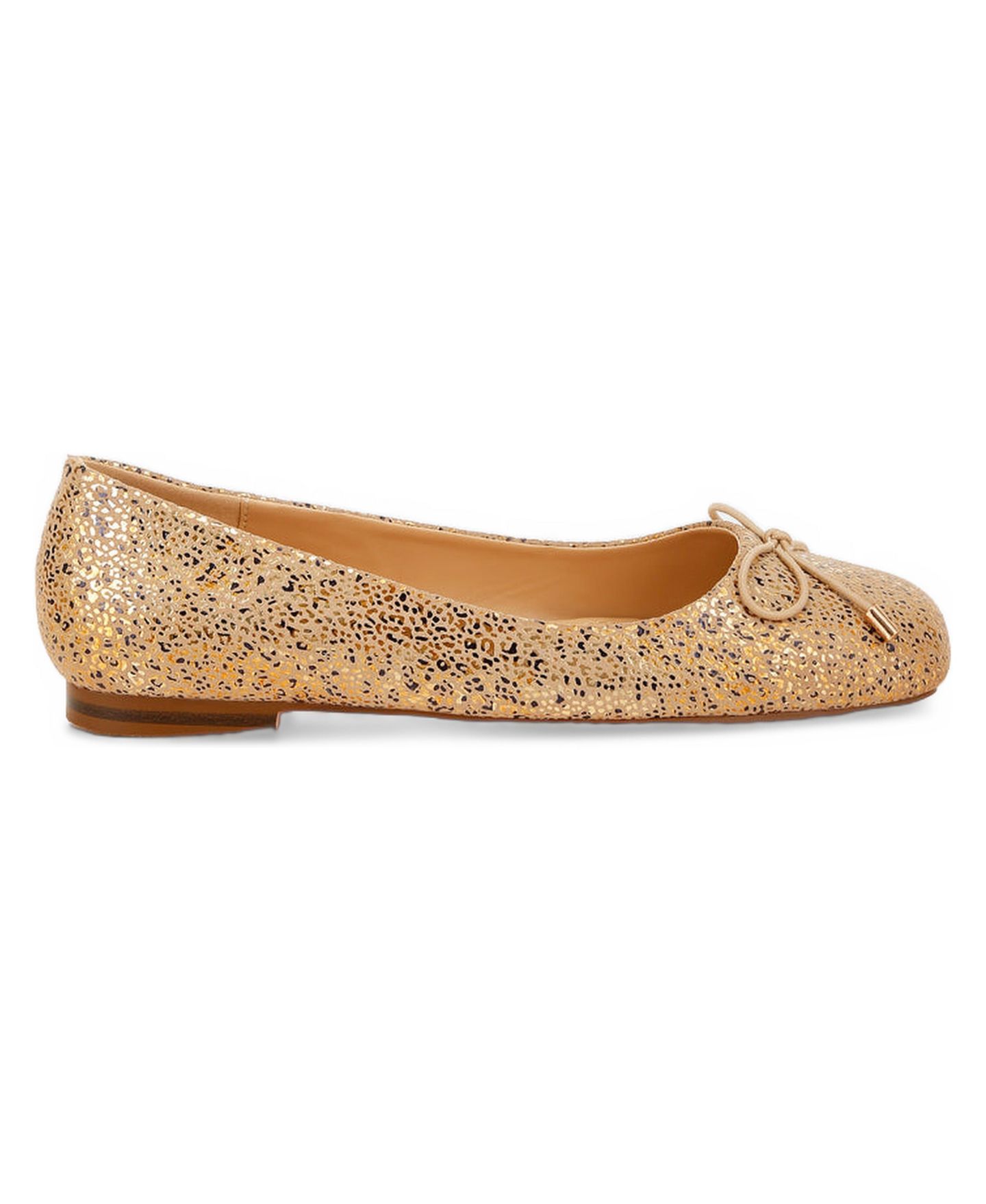 Женские балетки Rag & Co Apollon Bow Detail Embossed Suede Ballerinas, цвет: Золотой — фото 2