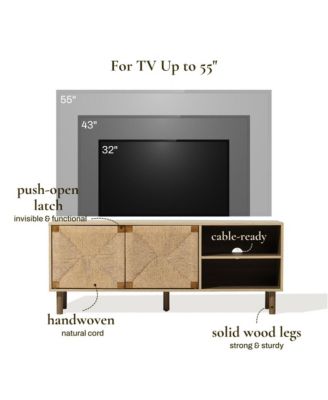Mid-Century Modern Rope 55.1-Inch Wide TV Console with Storage