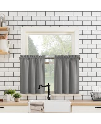 Martine Microfiber Semi-Sheer Rod Pocket Kitchen Curtain Valance and Tiers Set