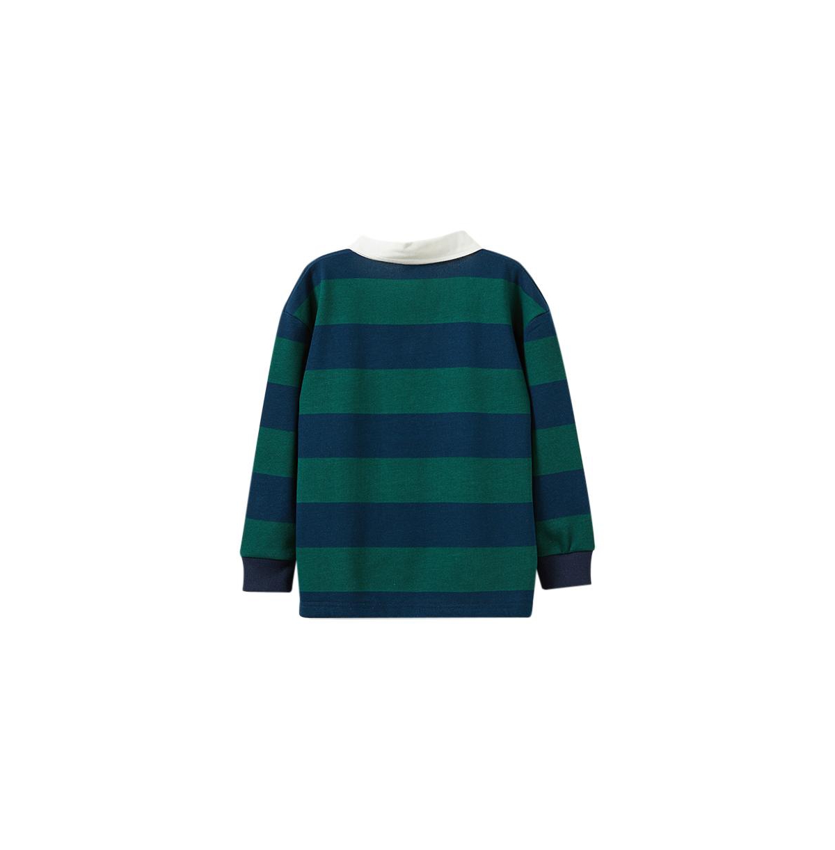 Cotton On Boys Little/Big Rugby Polo Fleece Top -pine tree bold stripe