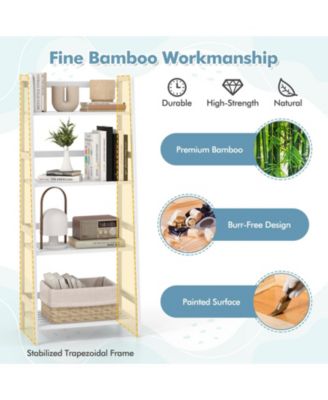 47.5 Inch 4-Tier Multifunctional Bamboo Bookcase Storage Stand Rack