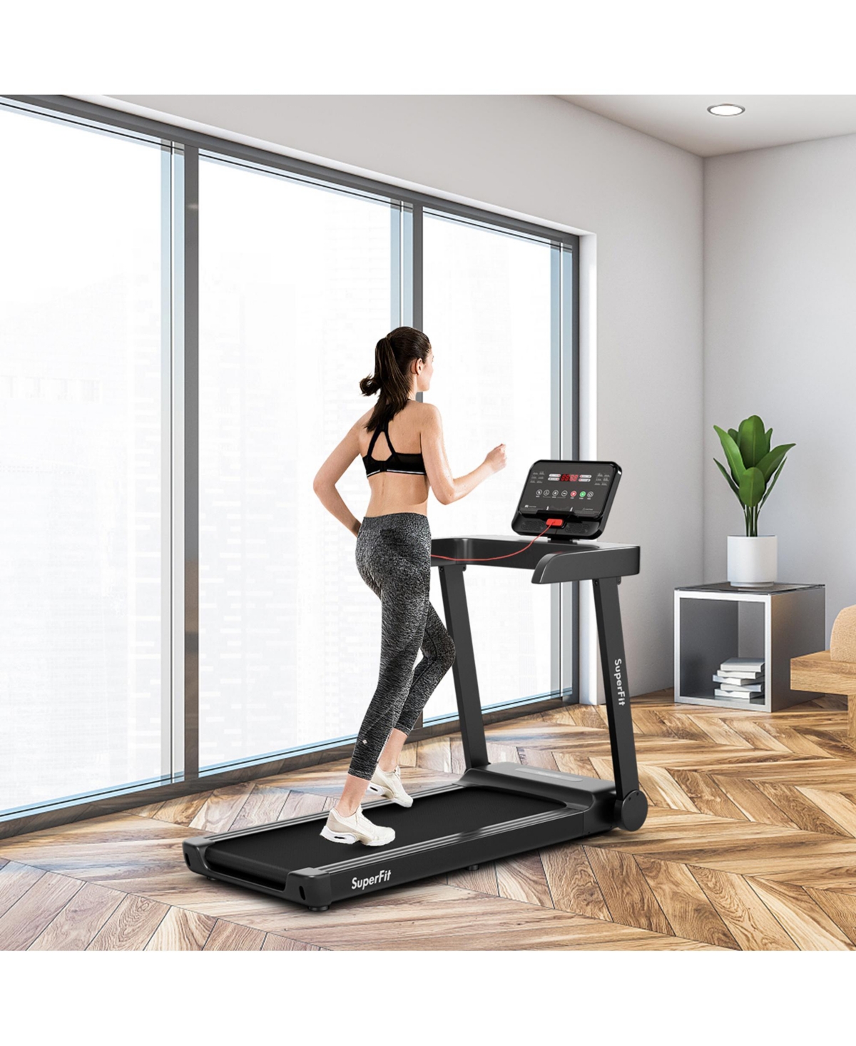 Gymax 2.25HP Electric Motorized Running Machine Treadmill w/ Led Display App Control