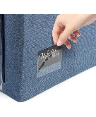 2 Pack Large Foldable Storage Box - Metal Frame, Oxford Fabric, Large Window & Handles - Organization for Bedroom, Linens & Clothes (Beige