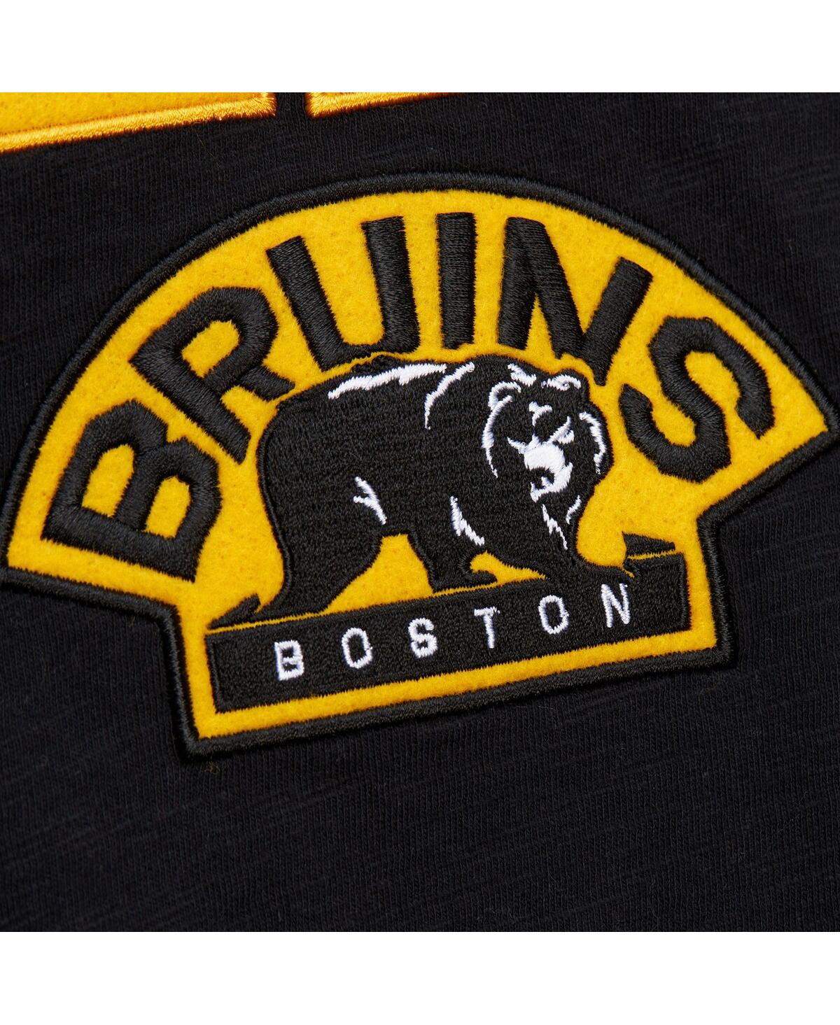 MITCHELL & NESS MEN'S BLACK/GOLD BOSTON BRUINS LEGENDARY SLUB RAGLAN LONG SLEEVE T-SHIRT