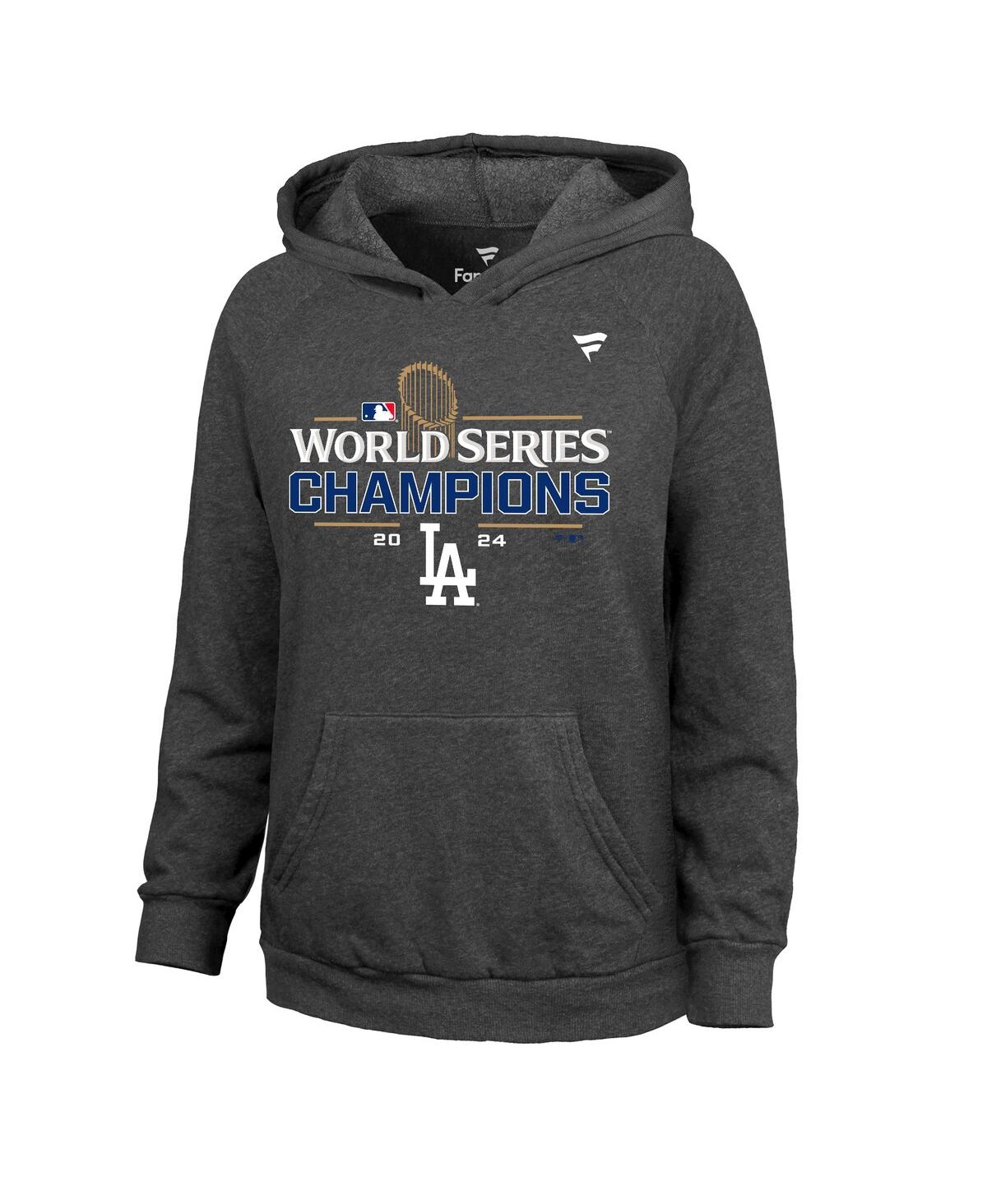 Fanatics Women's Charcoal Los Angeles Dodgers 2024 World Series Champions Locker Room Pullover Hoodie In Charcoal