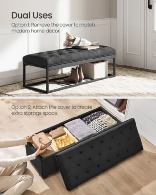 Upholstered Storage Bench with Hidden Compartment and Legs for End of Bed
