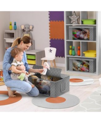 3 Pack Foldable Storage Bag Organizers - Great for Clothes, Blankets, Closets, Bedrooms, and More (Grey)