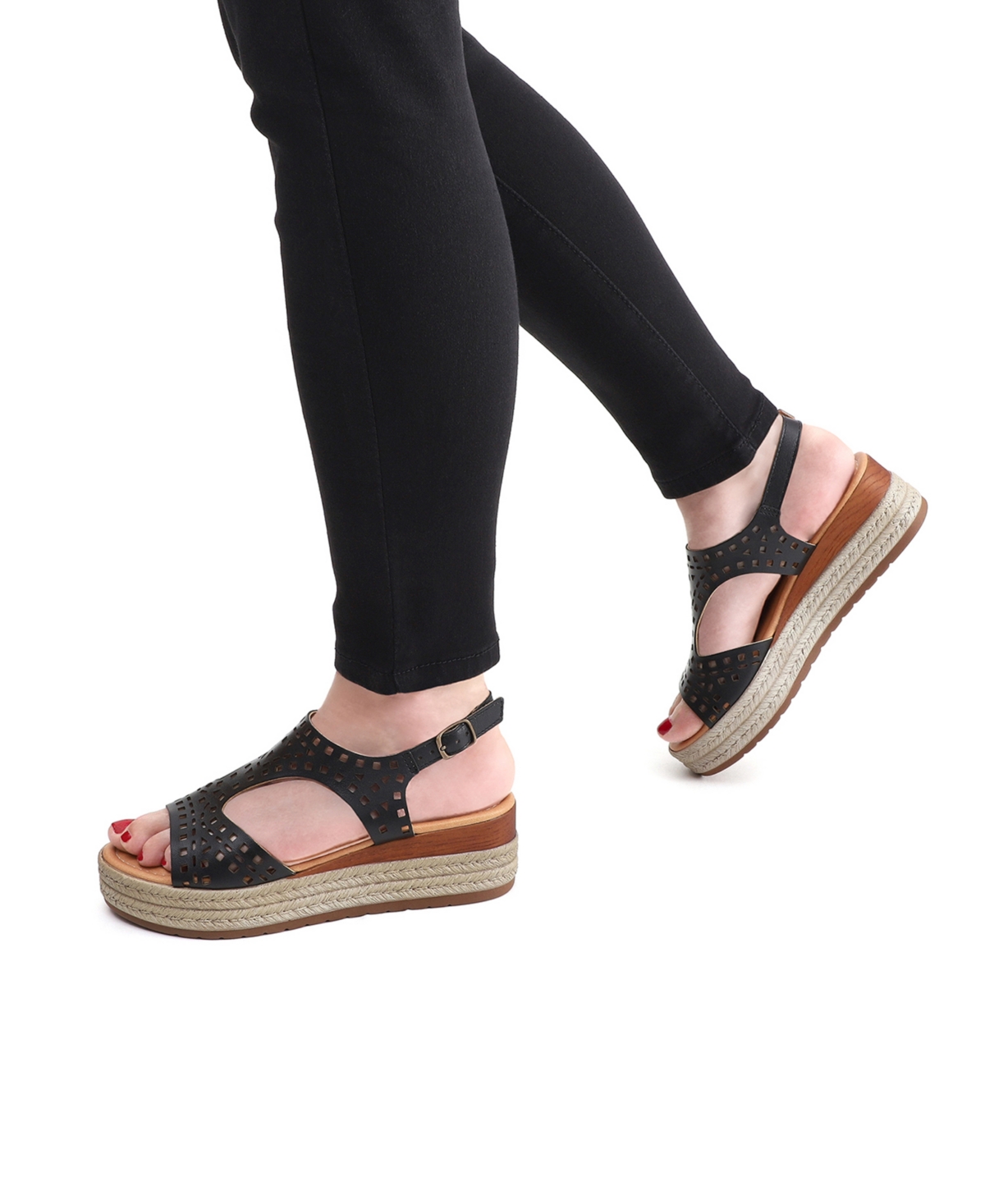 Bella Vita Women's Ann-italy Wedge Sandals In Black Leather