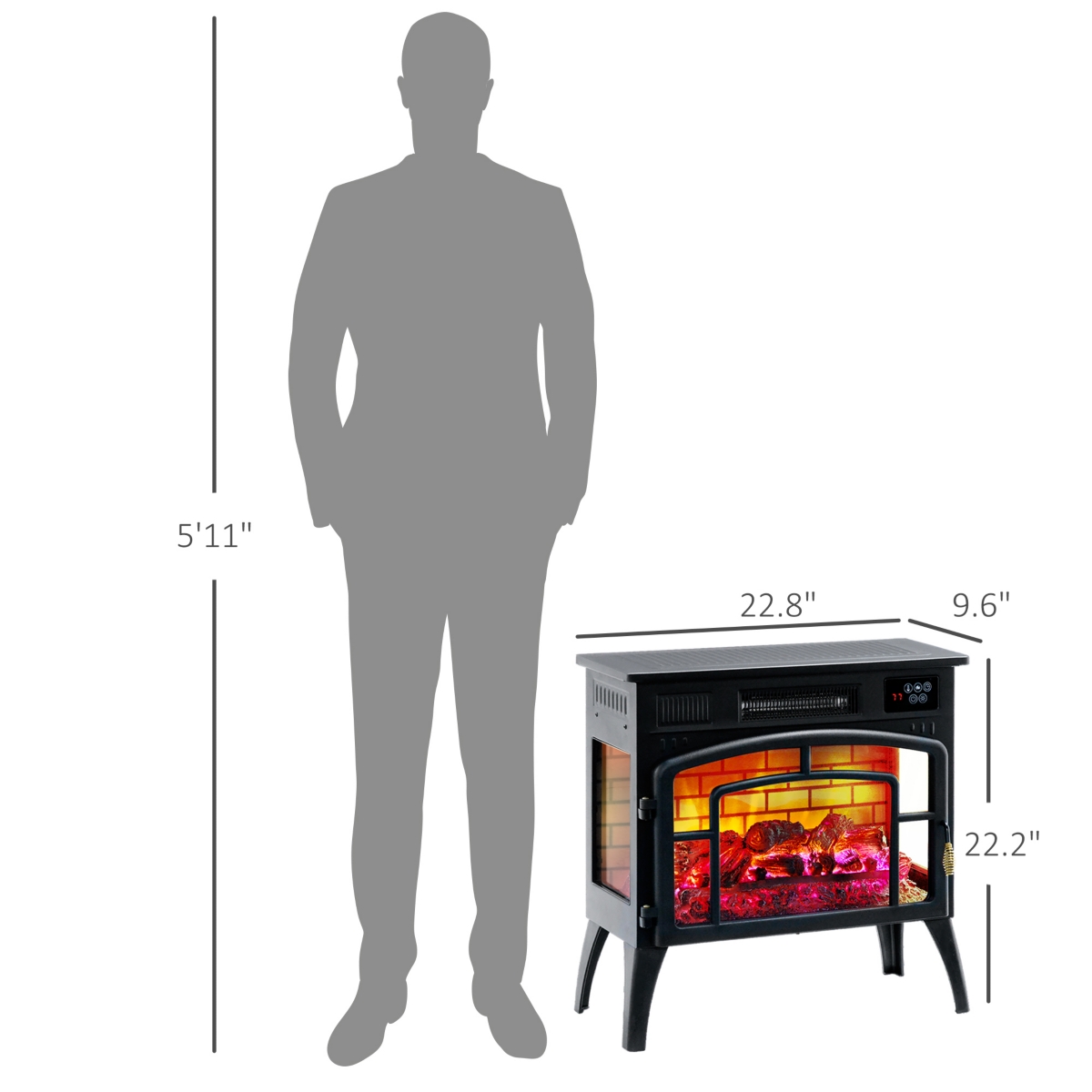 Homcom Infrared Electric Fireplace Heater for Indoor, 1500W