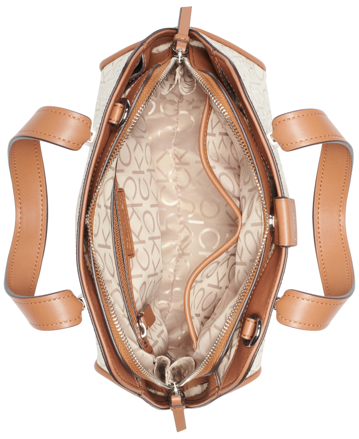 Shop Calvin Klein Audrey Signature Convertible Satchel In Van Khk,caramel