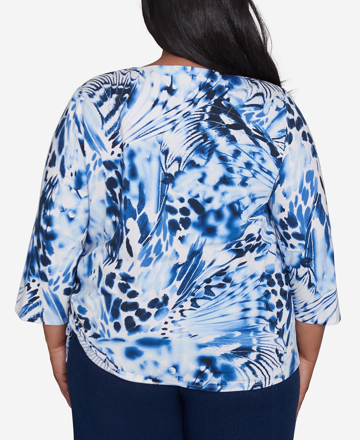 Alfred Dunner Plus Size Abstract Animal Print Three Quarter Sleeve Top