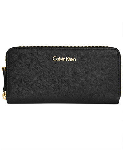 Calvin Klein Saffiano Zip Around Wallet - Handbags & Accessories - Macy's