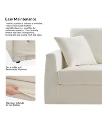 Zacharias Modern 85" Slipcovered Sofa with Square Flange Arm