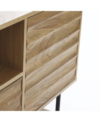 Mid-Century Modern Wave 2-Door 1-Drawer TV Console with Metal Legs