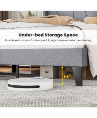 Full Size Bed Frame with Wingback Headboard and Wood Slat Support-Full Size