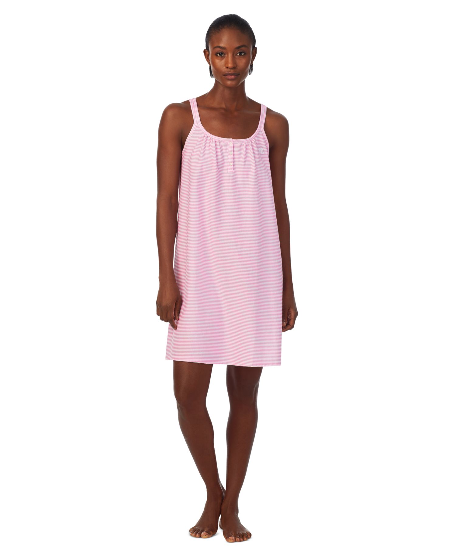 Cotton Knit Double-Strap Nightgown