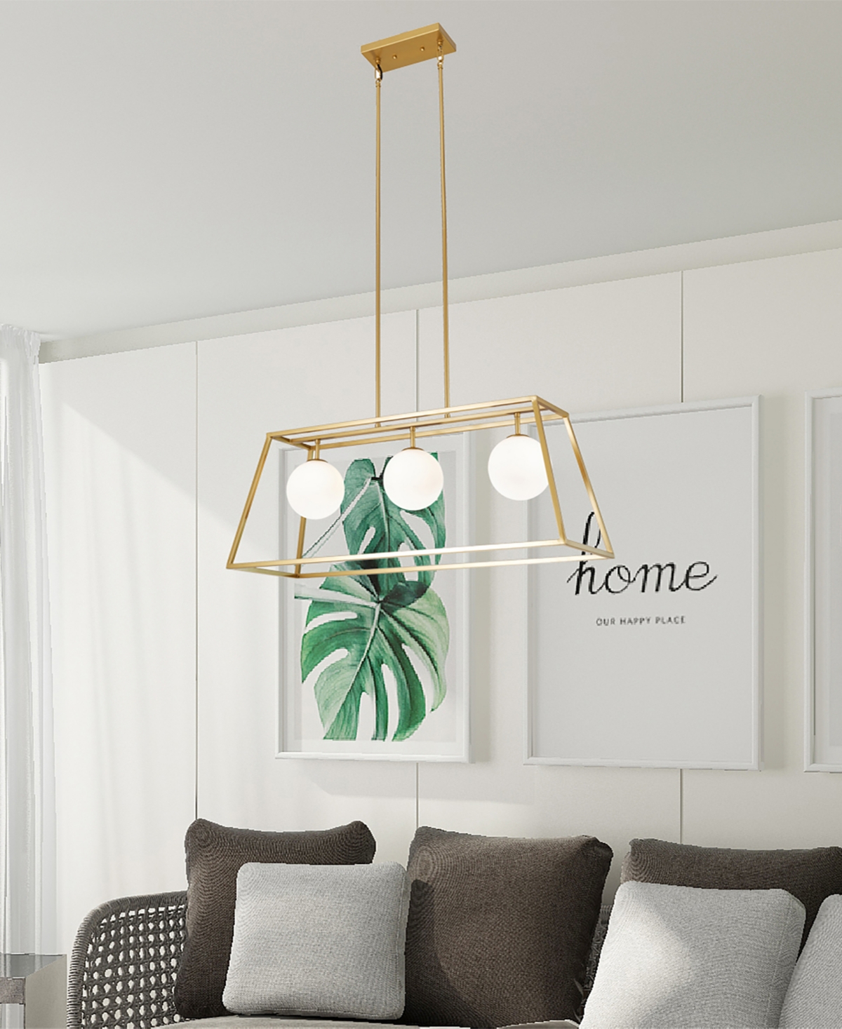 Home Accessories 35.4" Sansan 3-light Indoor Chandelier With Light Kit In Gold