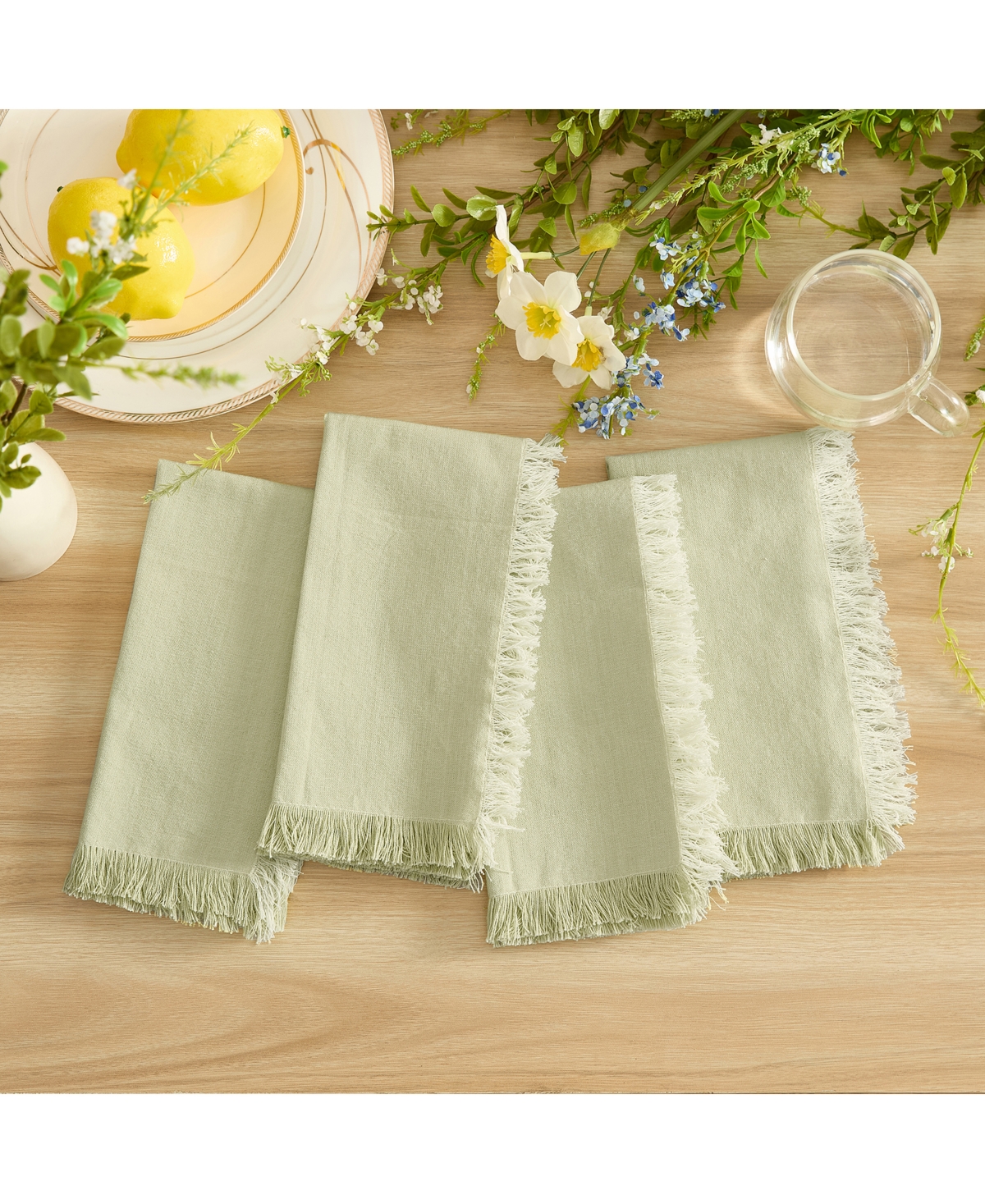 Elrene Chambray Solid Color Fabric Napkin, Set Of 4 In Spring Grn