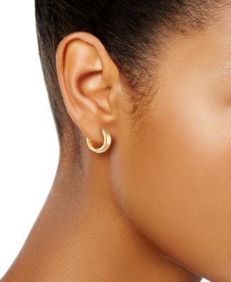 Polished Wide Huggie Hoop Earrings in 10k Gold