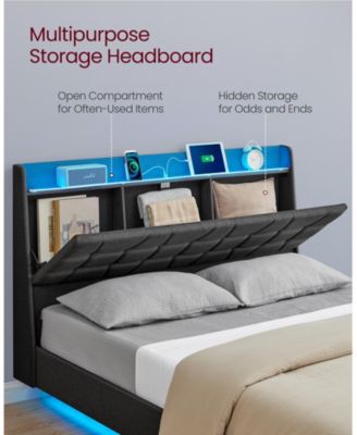 Queen Size Floating Bed Frame with LED Lights for Modern Bedroom DÃ©cor