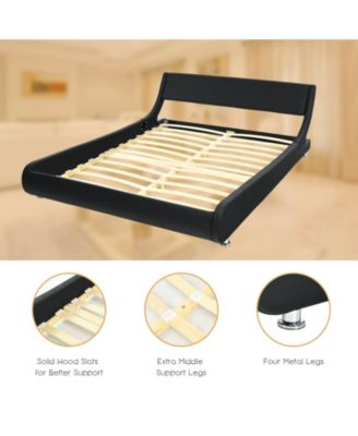 Full Size Faux Leather Upholstered Platform Bed Adjustable Headboard