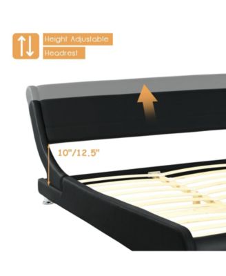 Full Size Faux Leather Upholstered Platform Bed Adjustable Headboard