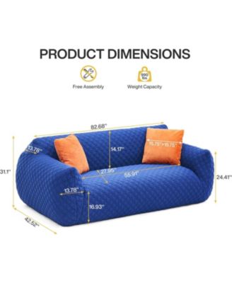 2 Seater Loveseat Sofa, No Assemble Required Couch, Modern 3-Seater Deep Soft Upholstered Comfy Sofa with Armrest Backrest and 2 Pillows for Small Space Bedroom, Royal Blue, Black Friday Deal 2024