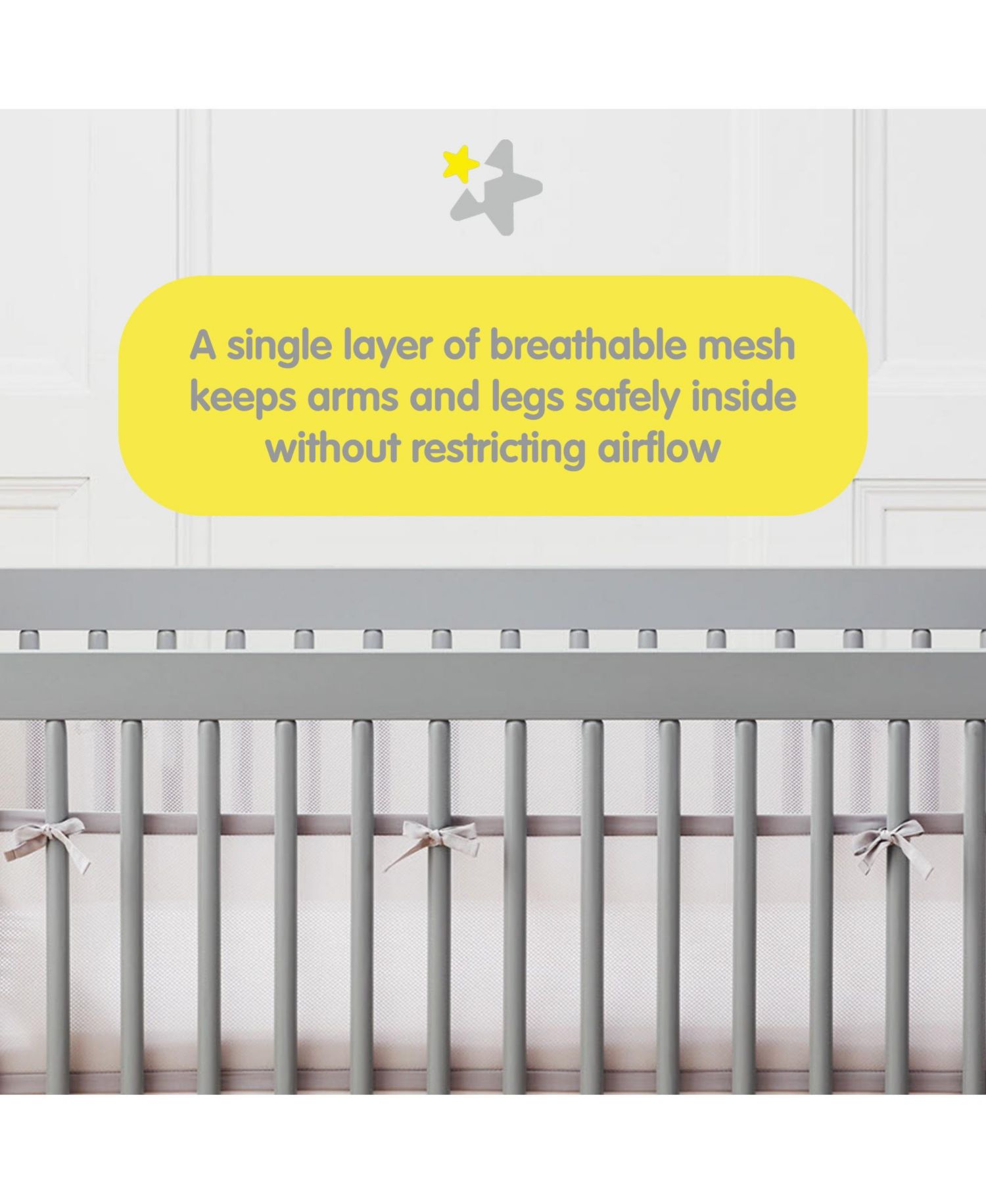 Breathable Mesh Liner for Mini Cribs, Deluxe 4mm Mesh