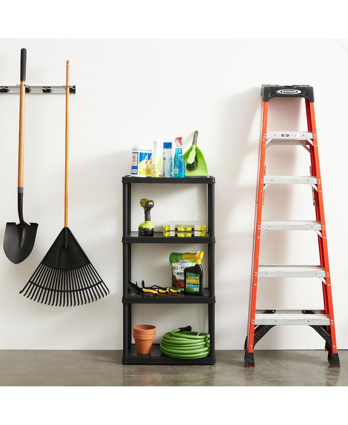 Gracious Living 4 Shelf Fixed Height Light Duty Storage Unit,(4 Pack) - Black