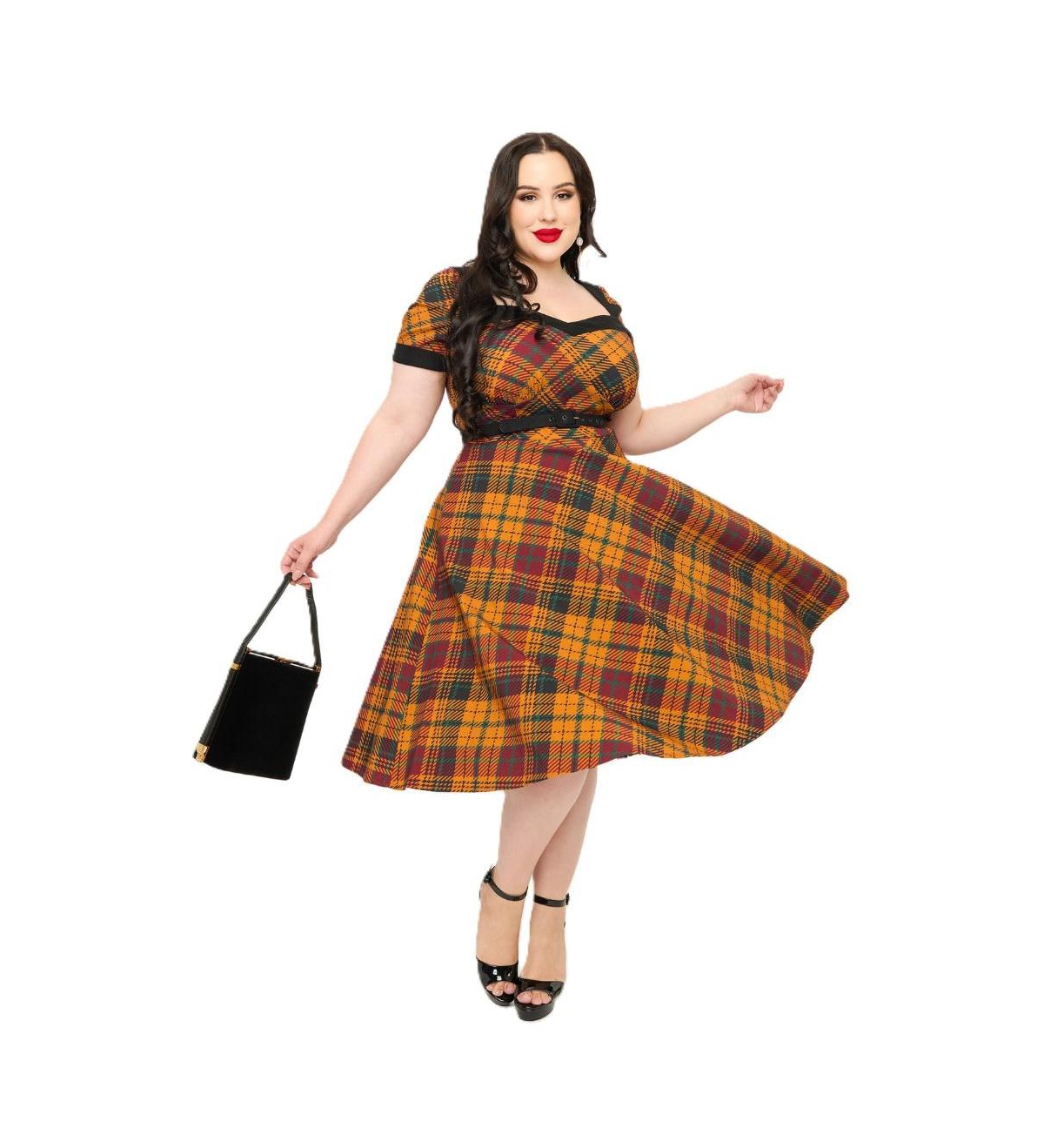 Unique Vintage Plus Size 1950s Sweetheart Neckline Swing Dress