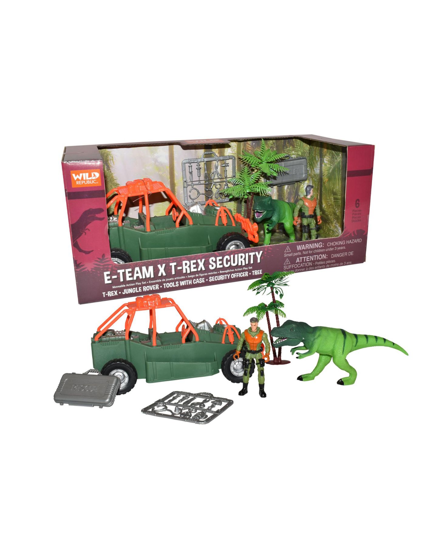 Детские фигурки Wild Republic E-Team Box Set T-Rex Figurines, 6 Pieces — фото 1