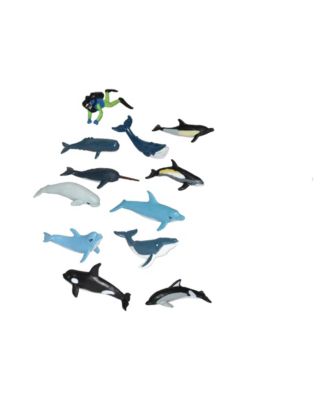 Nature Tube Whale And Dolphin Figurines, 12 Pieces