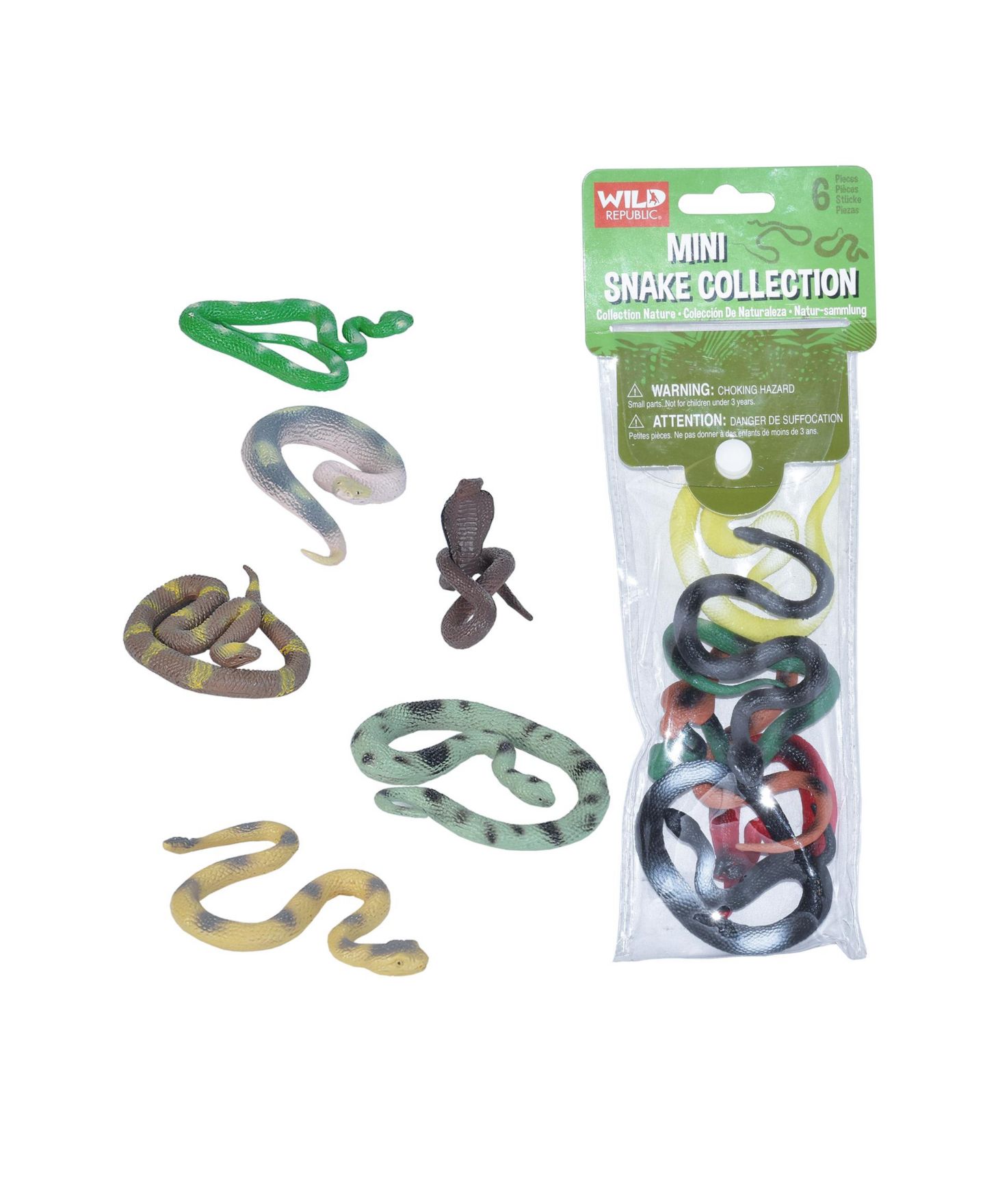 Детские фигурки Wild Republic Mini Snake 6-Piece Figurines, Ages 4+ — фото 1