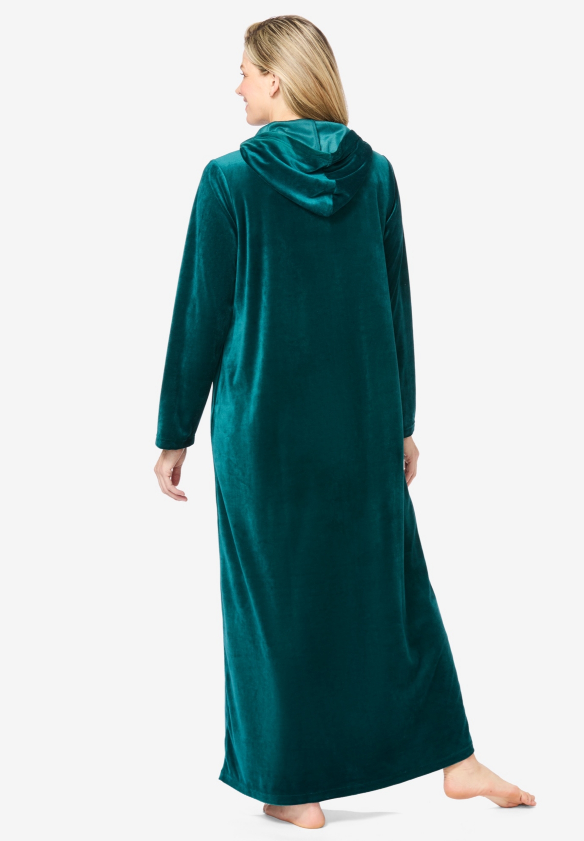 Dreams & Co. Plus Size Dreams & Co Hooded Velour Robe