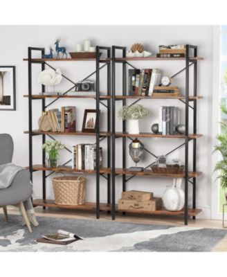 5 Tier Bookshelf, Modern Etagere Bookcase with Metal Frame, Tall Book Shelf Unit for Living Room, Study, Home Office, Black Friday Deals