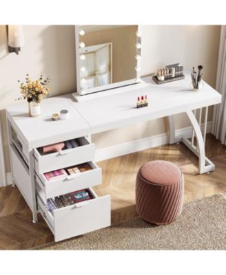 Vanity Desk with 3 Drawers, 59-Inch Chic Makeup Desk for Women, Black Friday Deals