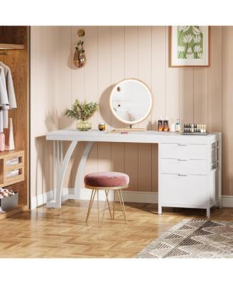 Vanity Desk with 3 Drawers, 59-Inch Chic Makeup Desk for Women, Black Friday Deals