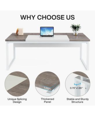 63" MDF & Metal Conference Table with Splicing Board – Modern Meeting Desk