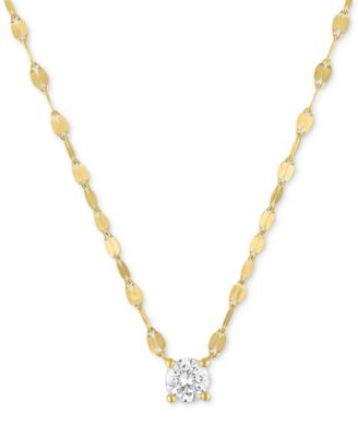 Lab-Grown Diamond Necklace (1/4 ct. t.w.) in Sterling Silver or 14k Gold-Plated Sterling Silver, 16" + 2" extender