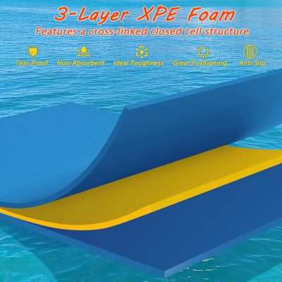 3-Layer Tear-proof Water Mat Floating Pad Island Water Sports Relaxing Blue