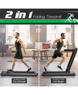 2.25HP Folding Treadmill 2-in-1 Walking Running Machine w/ APP & Remote Control