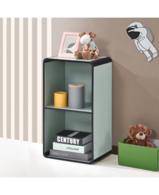 Dothan Wood 2-Cubed Open Bookcase - Storage Shelf Organizer Bookshelf