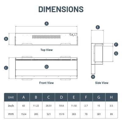 50" 3-Sided Electric Fireplace,Wall Mount/Recessed,WiFi & App Control,RGB Flame,1500W/3000W