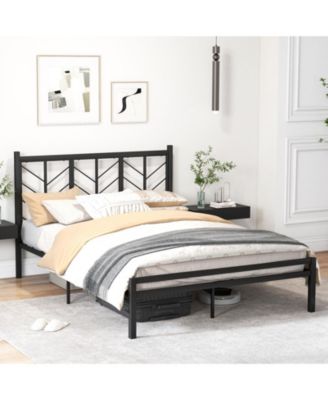 Queen Size Platform Bed with Headboard and Metal Frame-Queen Size