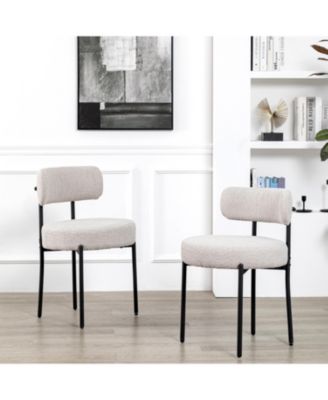 Boucle Dining Chairs Set of 4, Upholstered Kitchen Dining Room Chairs, Side Chairs with Thick Cushions and Metal Legs