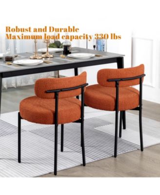 Boucle Dining Chairs Set of 4, Upholstered Kitchen Dining Room Chairs, Side Chairs with Thick Cushions and Metal Legs