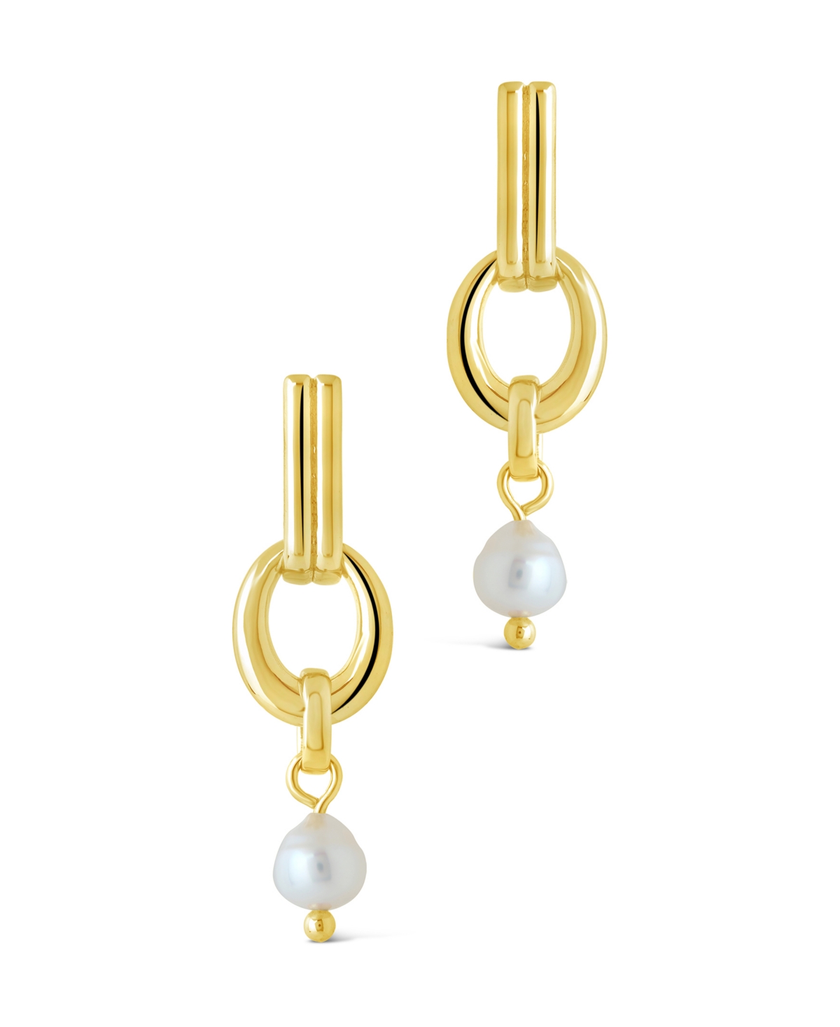 Sterling Forever Giselle Freshwater Pearl Door Knocker Drop Earrings In Gold