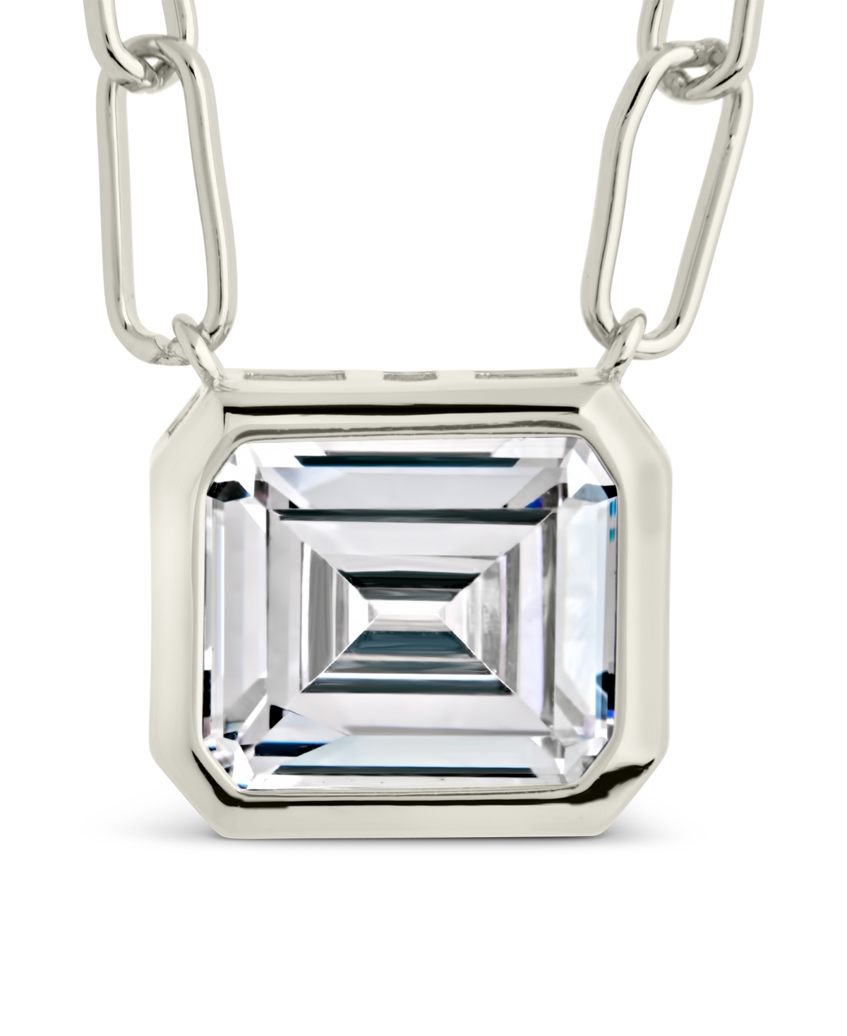 Sterling Forever Camille Bezel Cubic Zirconia Statement Necklace In Silver