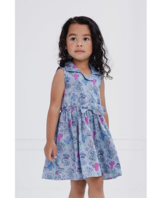 Disney Minnie Mouse Mickey Mouse Daisy Lilo & Stitch Princess Belle Ariel Girls Chambray Skater Dress Toddler to Big Kid