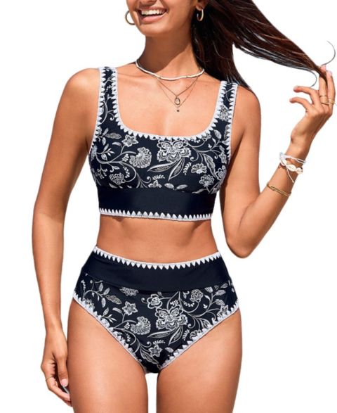 Комплект бикини Stitching, крой бикини, круглый вырез — Cupshe
